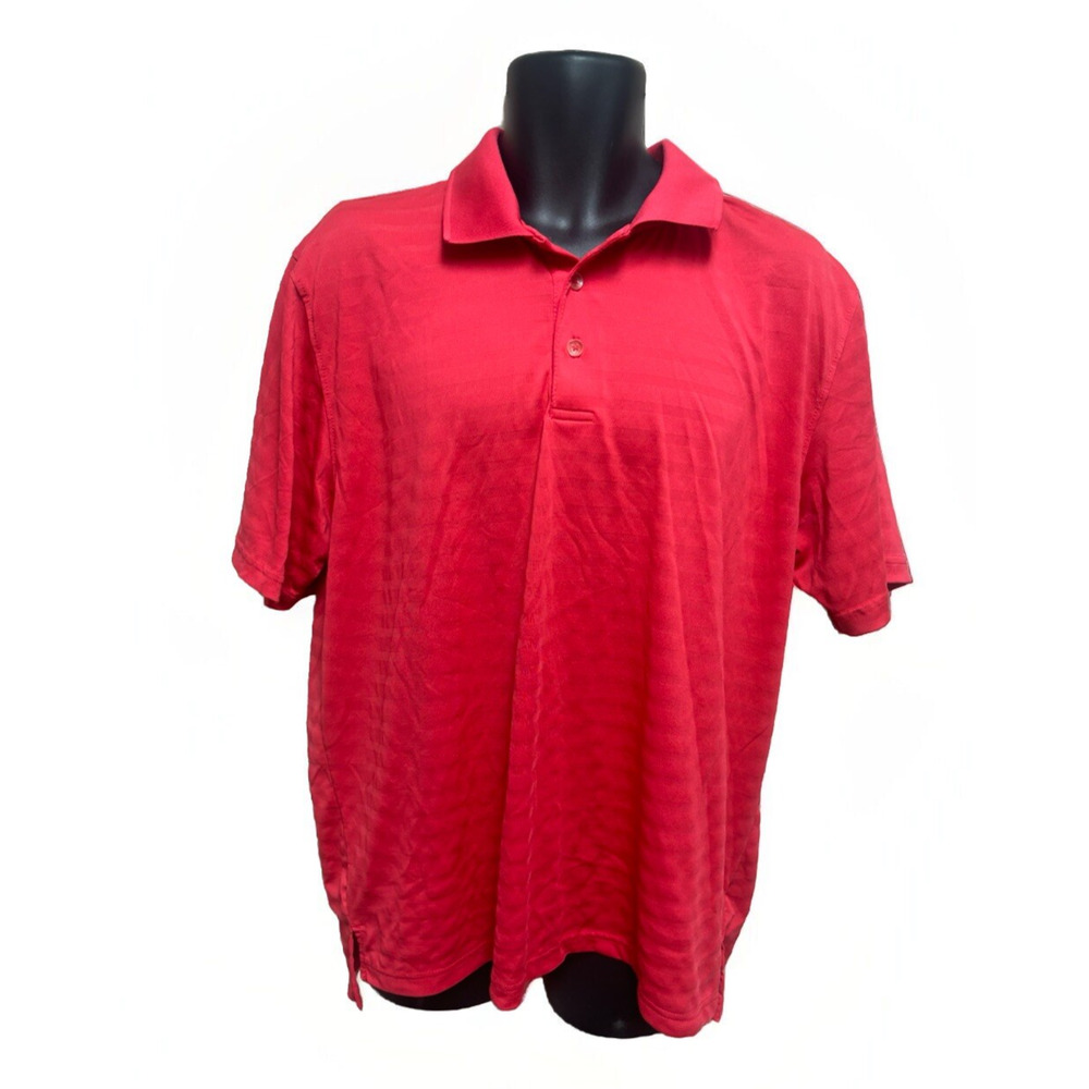 Lynx Mens Polo Shirt Size Large Short Sleeve Coral Golf Casual Top S/S Striped